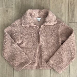 H&M Teddy Cropped Jacket Size Medium